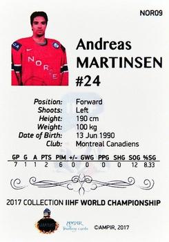 2016-17 AMPIR IIHF World Championship #NOR09 Andreas Martinsen Back