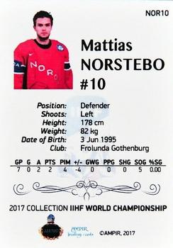 2016-17 AMPIR IIHF World Championship #NOR10 Mattias Norstebo Back