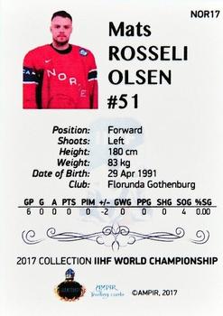 2016-17 AMPIR IIHF World Championship #NOR17 Mats Rosseli Olsen Back