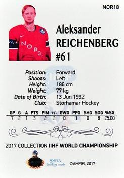 2016-17 AMPIR IIHF World Championship #NOR18 Aleksander Reichenberg Back
