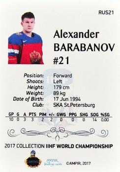 2016-17 AMPIR IIHF World Championship #RUS21 Alexander Barabanov Back
