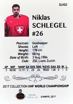 2016-17 AMPIR IIHF World Championship #SUI02 Niklas Schlegel Back