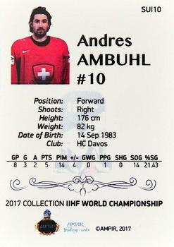2016-17 AMPIR IIHF World Championship #SUI10 Andres Ambuhl Back