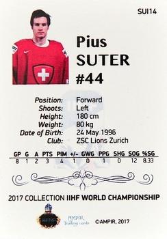 2016-17 AMPIR IIHF World Championship #SUI14 Pius Suter Back