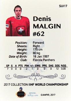 2016-17 AMPIR IIHF World Championship #SUI17 Denis Malgin Back