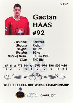 2016-17 AMPIR IIHF World Championship #SUI22 Gaetan Haas Back