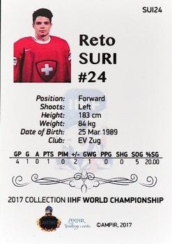 2016-17 AMPIR IIHF World Championship #SUI24 Reto Suri Back