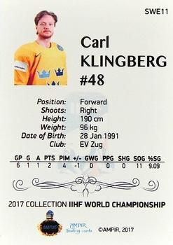 2016-17 AMPIR IIHF World Championship #SWE11 Carl Klingberg Back