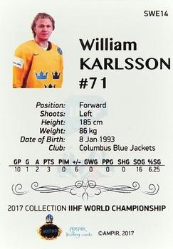 2016-17 AMPIR IIHF World Championship #SWE14 William Karlsson Back