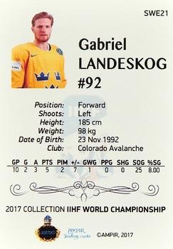 2016-17 AMPIR IIHF World Championship #SWE21 Gabriel Landeskog Back