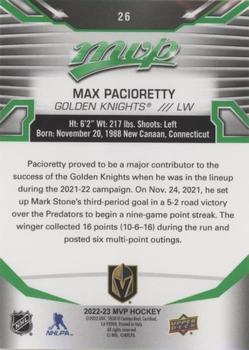 2022-23 Upper Deck MVP - Green Script #26 Max Pacioretty Back