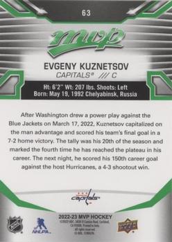2022-23 Upper Deck MVP - Green Script #63 Evgeny Kuznetsov Back