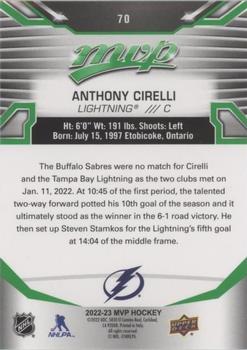 2022-23 Upper Deck MVP - Green Script #70 Anthony Cirelli Back