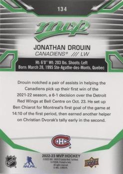 2022-23 Upper Deck MVP - Green Script #134 Jonathan Drouin Back