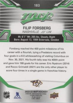 2022-23 Upper Deck MVP - Green Script #183 Filip Forsberg Back