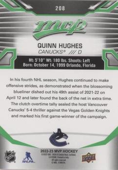 2022-23 Upper Deck MVP - Green Script #208 Quinn Hughes Back