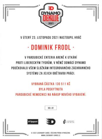 2021 Legendary Cards Dynamo děkuje - Expo 2022 #DD-01 Dominik Frodl Back