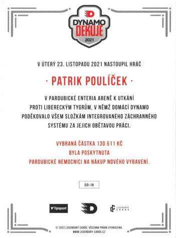 2021 Legendary Cards Dynamo děkuje - Expo 2022 #DD-16 Patrik Poulicek Back