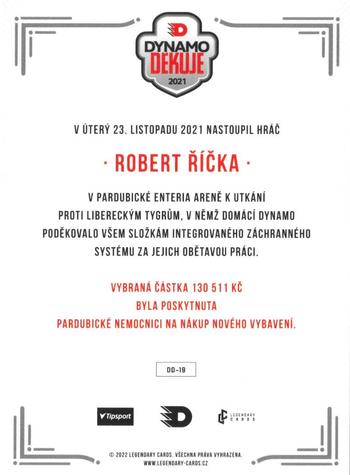 2021 Legendary Cards Dynamo děkuje - Expo 2022 #DD-19 Robert Ricka Back