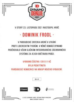 2021 Legendary Cards Dynamo děkuje - Signature Expo 2022 #DD-01 Dominik Frodl Back