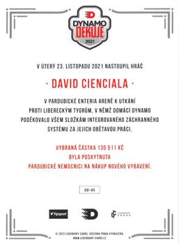 2021 Legendary Cards Dynamo děkuje - Signature Expo 2022 #DD-05 David Cienciala Back