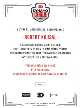 2021 Legendary Cards Dynamo děkuje - Signature Expo 2022 #DD-11 Robert Kousal Back