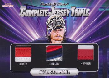 2022 President's Choice In The Crease - Complete Jersey Triple #CJT-20 Joonas Korpisalo Front