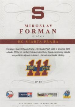 2014-15 Anniversary HC Sparta Praha 111 let #SP-18 Miroslav Forman Back