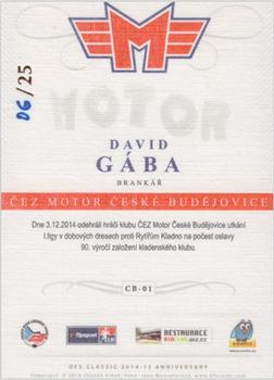 2014-15 CEZ Motor Ceske Budejovice - Canvas #CB-01 David Gaba Back