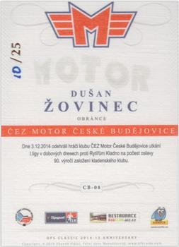 2014-15 CEZ Motor Ceske Budejovice - Canvas #CB-08 Dusan Zovinec Back