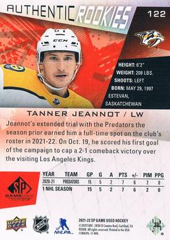 2021-22 SP Game Used - Red Fragment #122 Tanner Jeannot Back