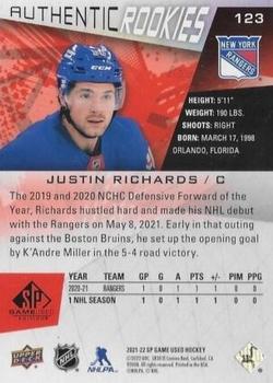 2021-22 SP Game Used - Red Fragment #123 Justin Richards Back