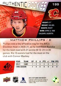 2021-22 SP Game Used - Red Fragment #199 Matthew Phillips Back