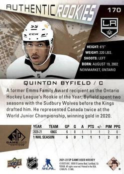 2021-22 SP Game Used - Gold Fragment #170 Quinton Byfield Back