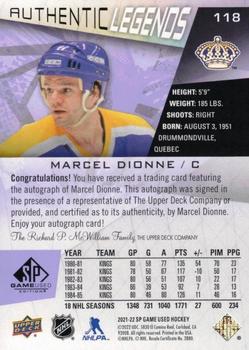 2021-22 SP Game Used - Purple Fragment #118 Marcel Dionne Back
