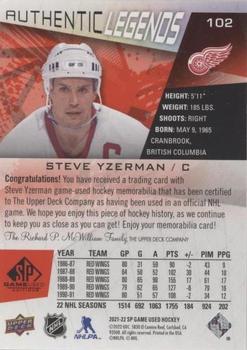 2021-22 SP Game Used - Red Jersey #102 Steve Yzerman Back