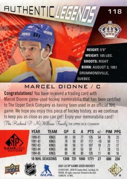 2021-22 SP Game Used - Red Jersey #118 Marcel Dionne Back