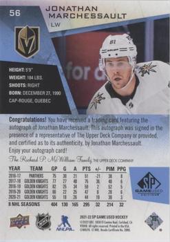 2021-22 SP Game Used - Blue Auto #56 Jonathan Marchessault Back