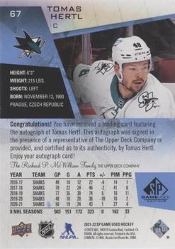 2021-22 SP Game Used - Blue Auto #67 Tomas Hertl Back