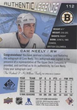2021-22 SP Game Used - Blue Auto #112 Cam Neely Back