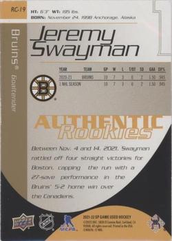 2021-22 SP Game Used - 2003-04 Retro Rookies Gold #RC-19 Jeremy Swayman Back