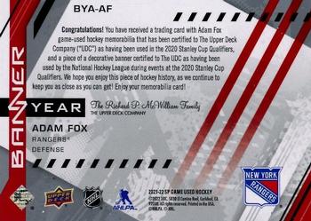 2021-22 SP Game Used - 2021 NHL Eastern Conference Banner Year Jersey Relics #BYA-AF Adam Fox Back