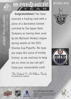 2021-22 SP Game Used - 2021 NHL Stanley Cup Playoffs Banner Year Relics #BYSC-PU Jesse Puljujarvi Back