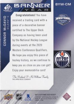 2021-22 SP Game Used - 2021 NHL Western Conference Banner Year Relics #BYW-CM Connor McDavid Back