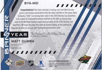 2021-22 SP Game Used - 2021 NHL Western Conference Banner Year Jersey Relics #BYA-MD Matt Dumba Back