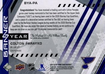 2021-22 SP Game Used - 2021 NHL Western Conference Banner Year Jersey Relics #BYA-PA Colton Parayko Back