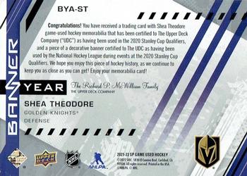 2021-22 SP Game Used - 2021 NHL Western Conference Banner Year Jersey Relics #BYA-ST Shea Theodore Back