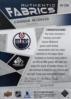 2021-22 SP Game Used - Authentic Fabrics #AF-CM Connor McDavid Back