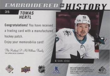 2021-22 SP Game Used - Embroidered in History #35 Tomas Hertl Back
