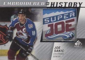 2021-22 SP Game Used - Embroidered in History #67 Joe Sakic Front